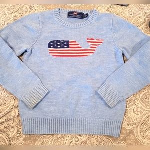 VINEYARD VINES Boys Sweater American Flag Sz 6 Boys Preppy Blue Low Shipping